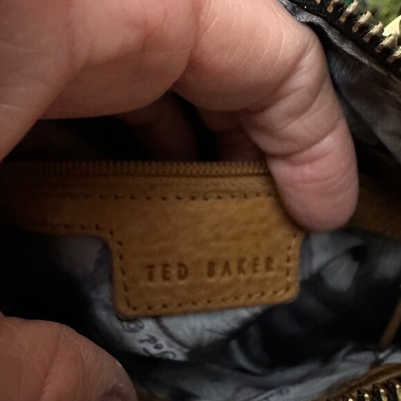 Ted Baker Tan Leather Satchel Bag/Purse Patent Handles All Over Logo - Picture 9 of 12